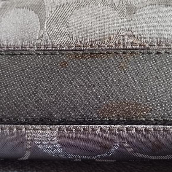 Coach signature logo grey fabric wallet wristlet w/ pink interior - Picture 8 of 8